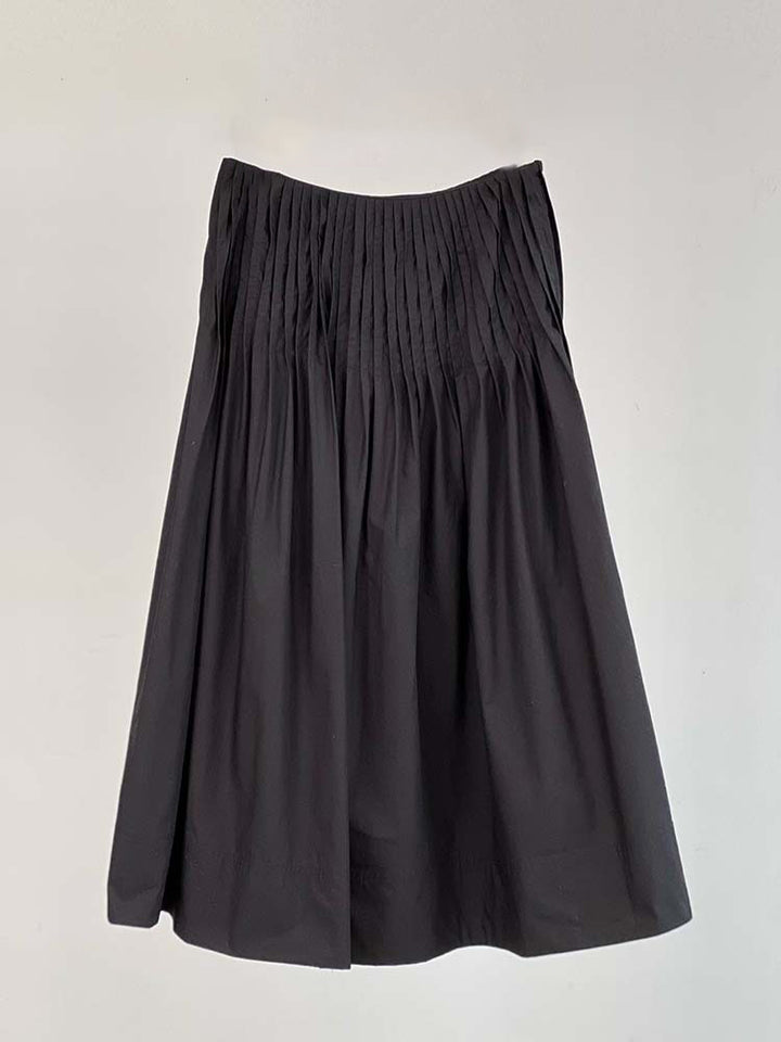 Dame plisseret midi-nederdel med elastisk talje og elegant fald Stilla