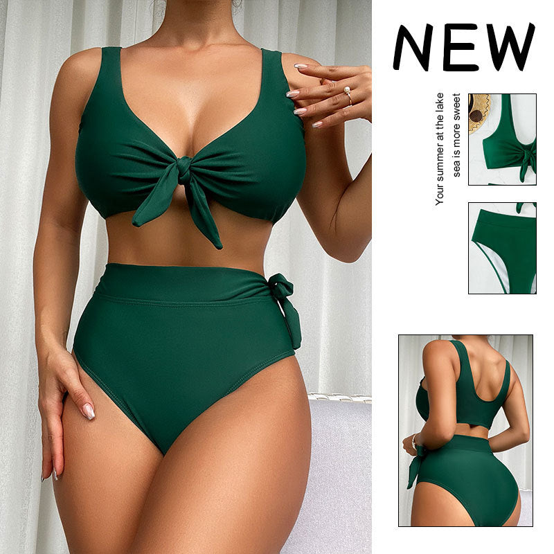 Dame Højtaljet Bikini-Sæt med legende Knude-design Skovae