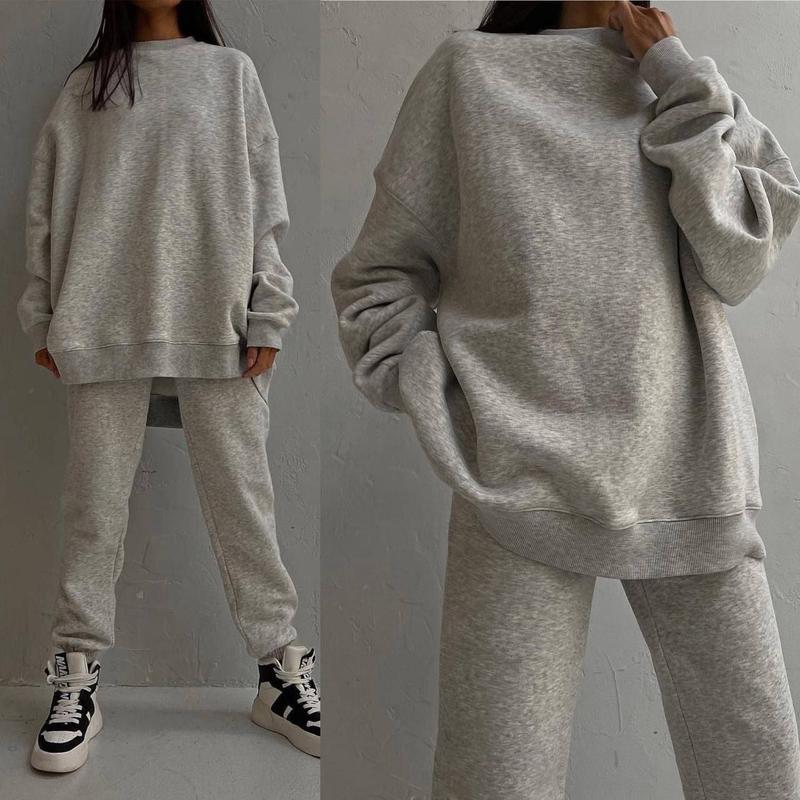 Kvinders Oversized Sweatset med Høj Krave og Casual Fit