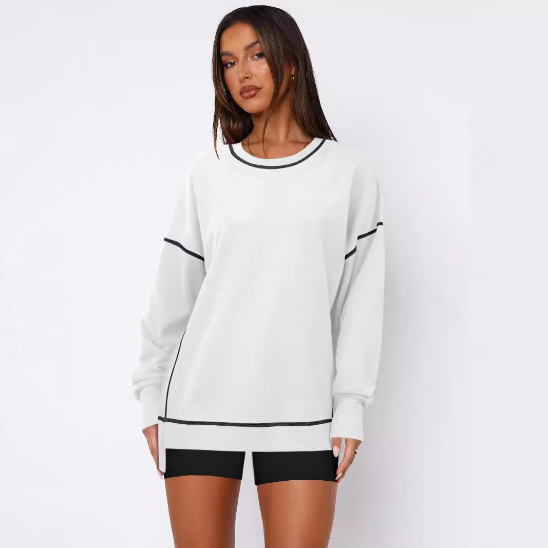 Dame Sporty Oversized Pullover med Kontrast syninger Stilla