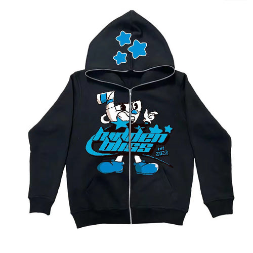 Dame hoodie med spændende grafisk design Skovae