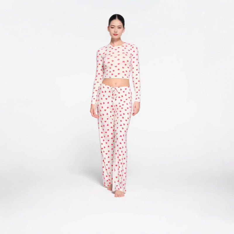 Damer Hjerte Tryk Spaghetti Stropper Crop Top Stilla