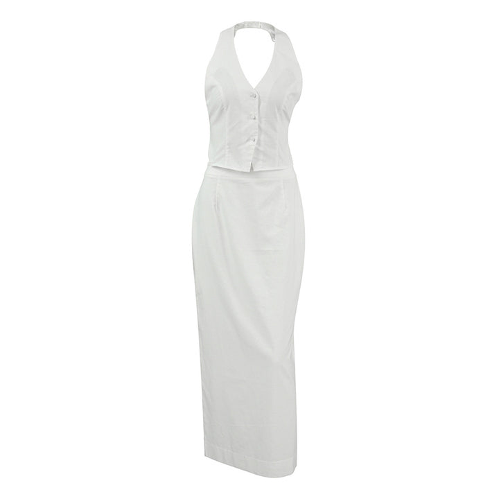 Dame elegant kombination af ærmeløs top og lang nederdel i minimalistisk stil Stilla