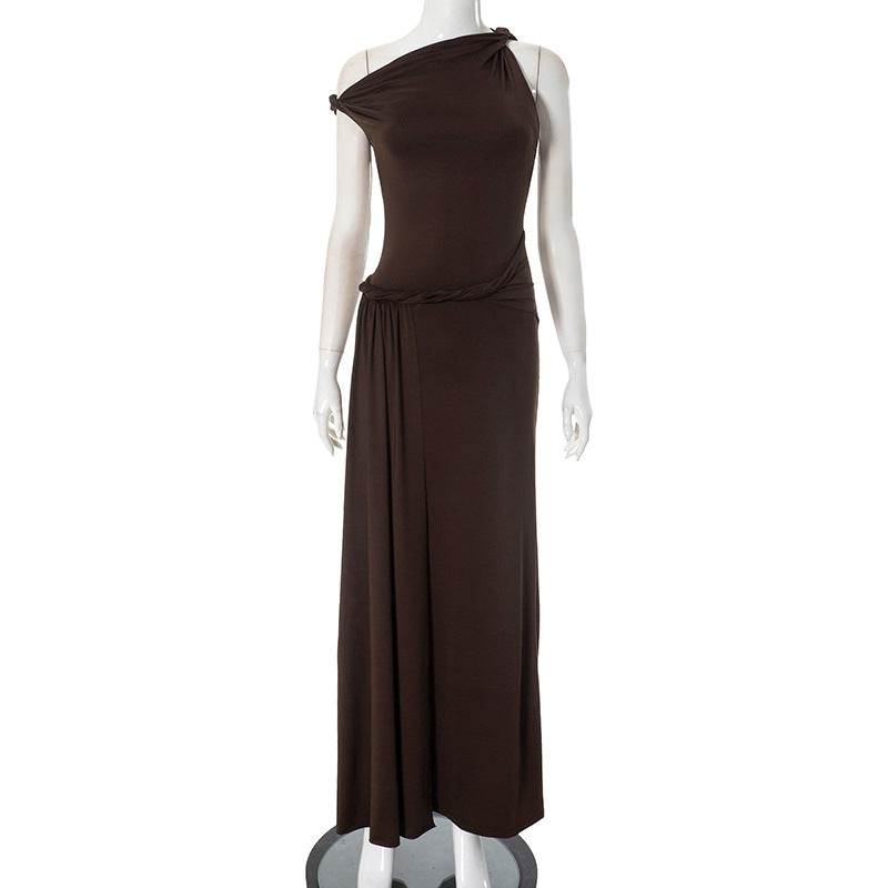 Femme One-Shoulder Draperet Maxi Kjole Stilla