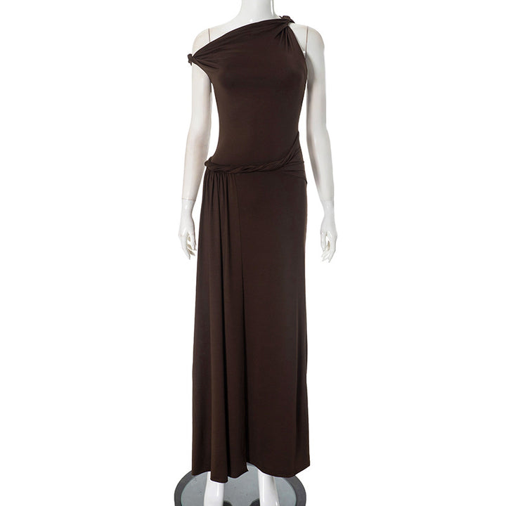 Femme One-Shoulder Draperet Maxi Kjole Stilla