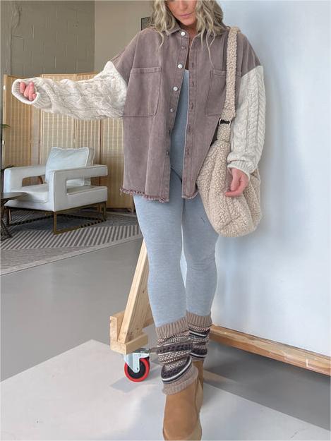 Dame Oversized Skjorte med Strikærmer Stilla