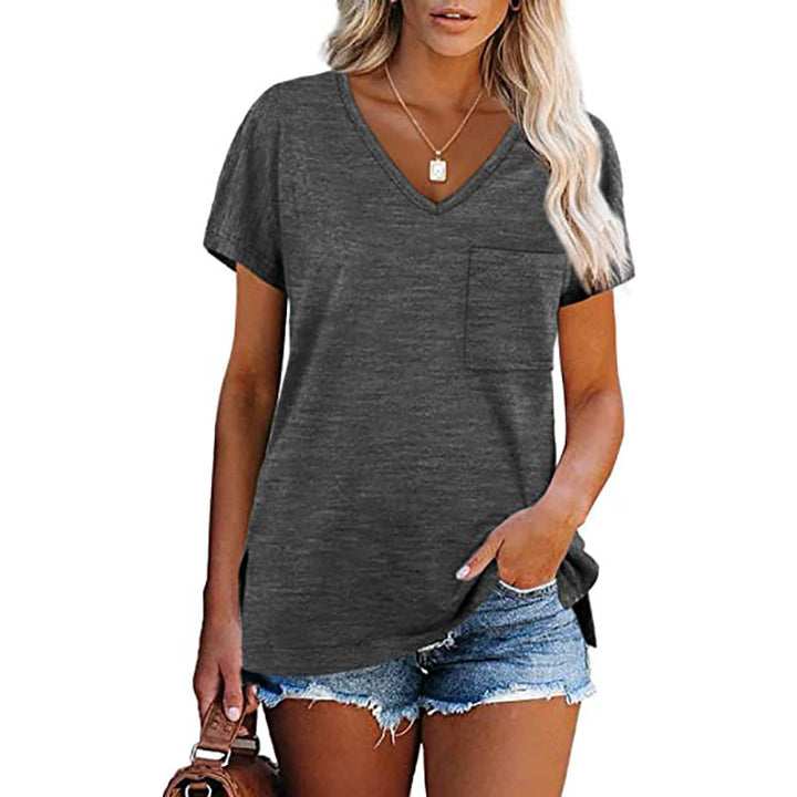 Dame V-formet fritid T-shirt med brystlomme og afslappet pasform Stilla