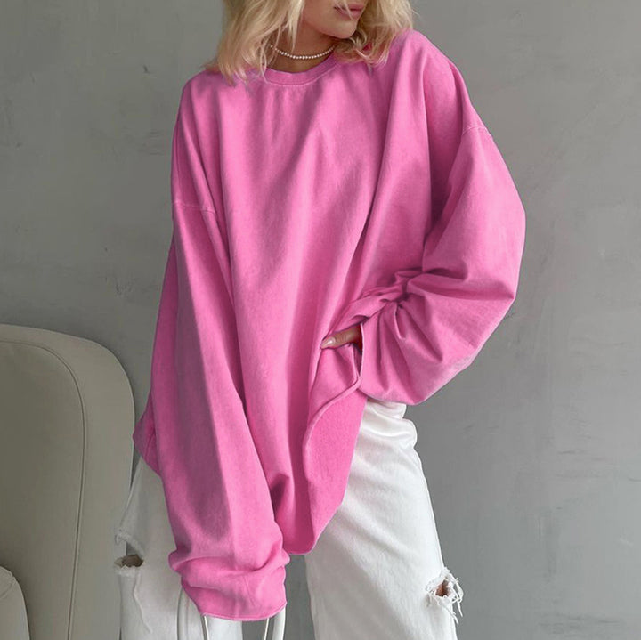 Dame Oversized Sweatshirt lavet af blød bomuldsblanding med elegant design Stilla