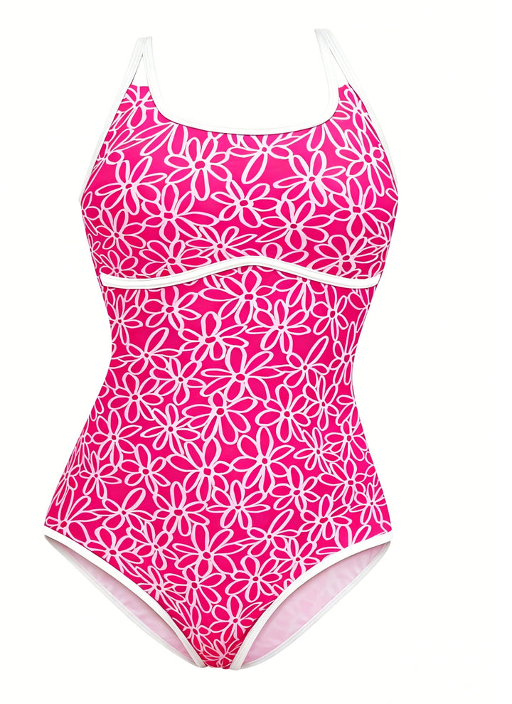 Dame Sporty En-piece Badedragt med floral mønster Skovae