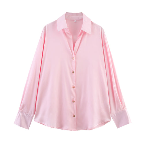 Dame silkebluse med moderne knapdetaljer Stilla