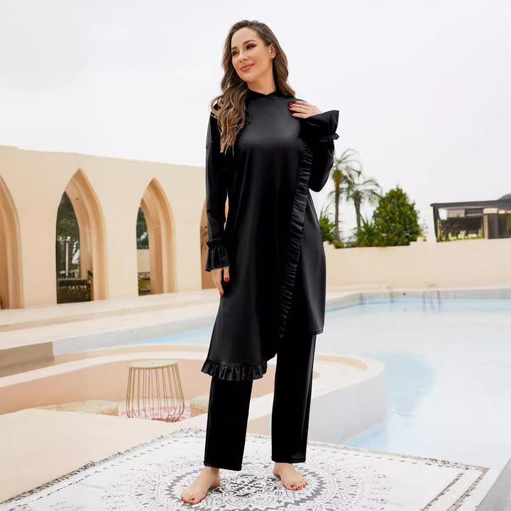 Dame elegant outfit med flæse-design og lang skæring Stilla