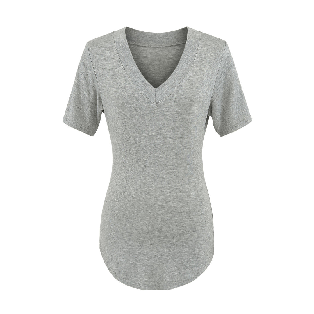 Dame V-hals T-shirt i åndbart jersey-stof Stilla