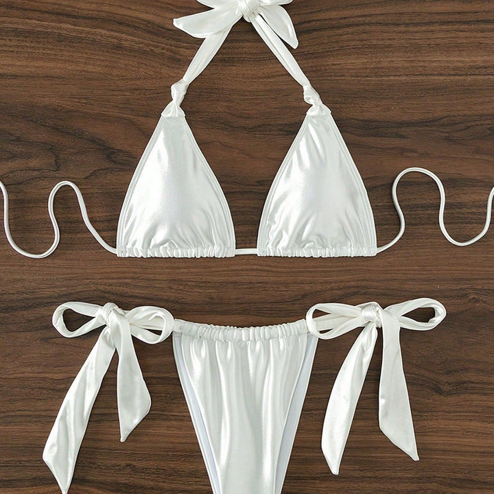 Damer Stilfuld Triangel-Bikini med Sløjfe-detaljer Skovae