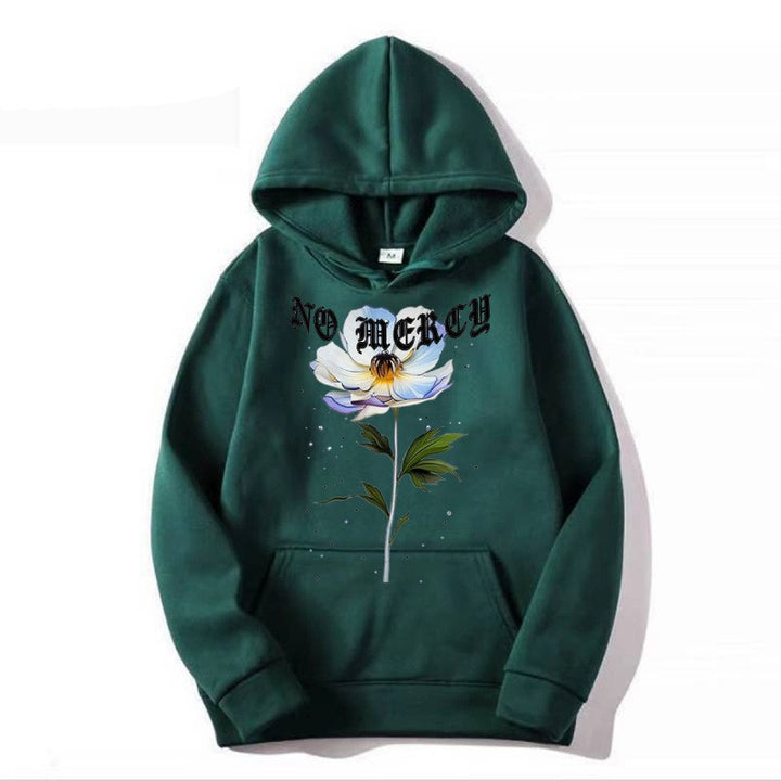 Kvinders hoodie med blomsterprint og fremtrædende tryk Skovae
