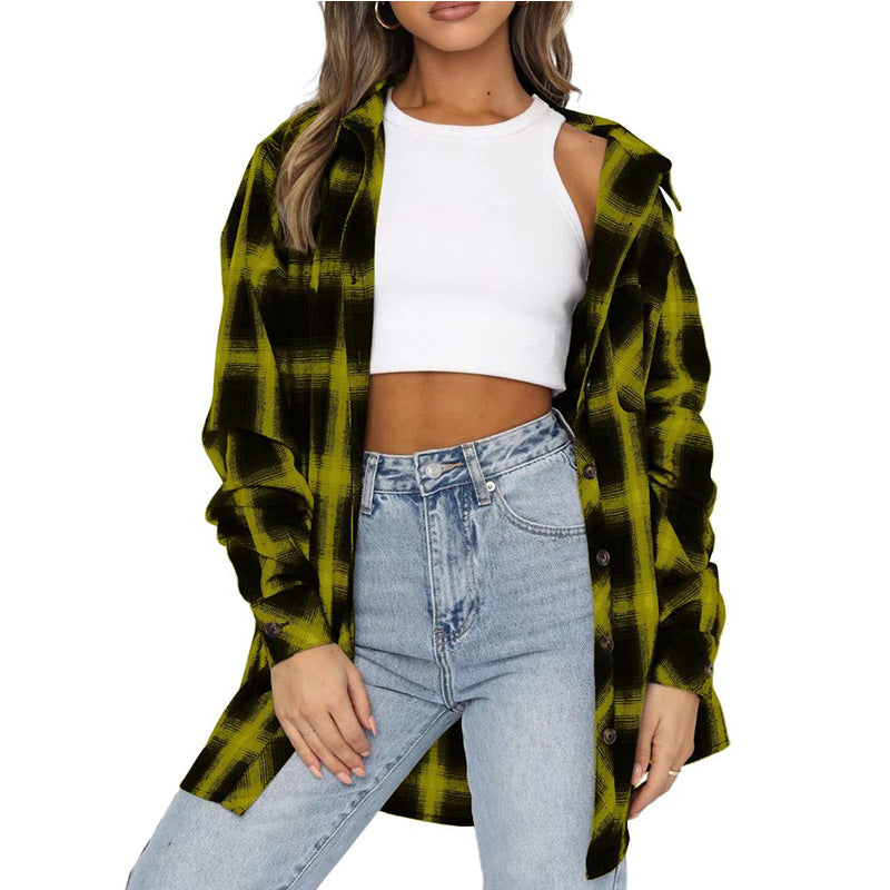 Dame Overshirt i blødt flannel med stort ternet mønster Stilla