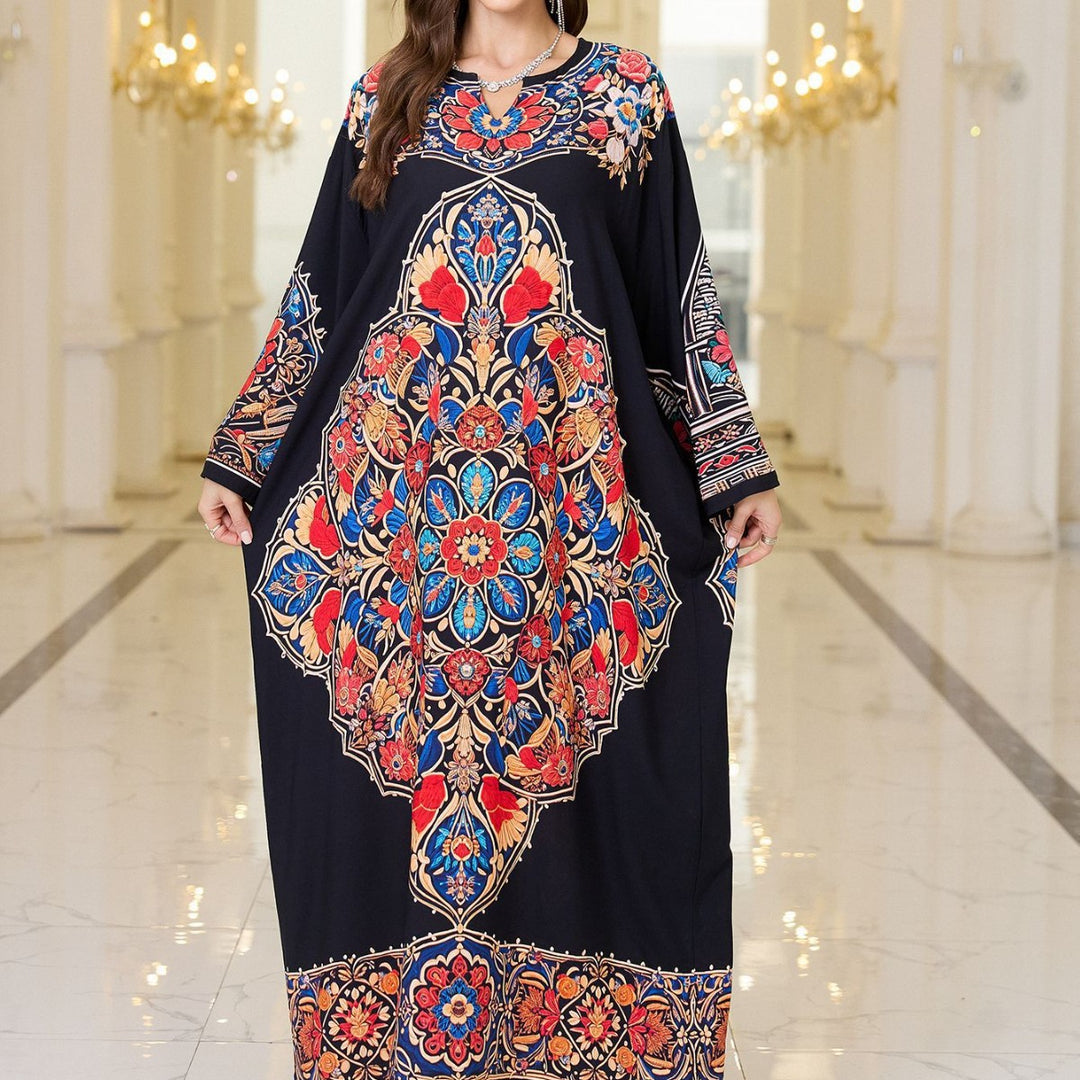 Dame Langærmet Kaftan med kunstnerisk broderimønster Stilla