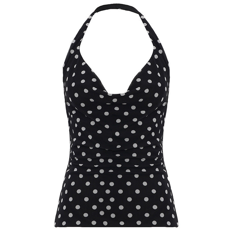 Damen Haltertop mit polka-dots Design und figurbetontem Schnitt Skovae