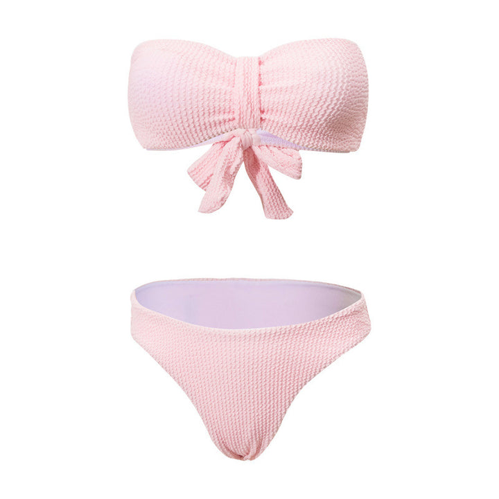 Dame Bandeau-bikini med struktureret overflade og rygsnøring Stilla