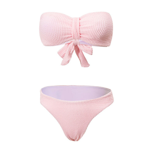 Dame Bandeau-bikini med struktureret overflade og rygsnøring Stilla