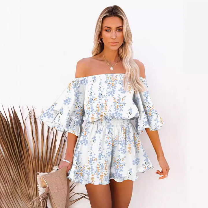 Kvinder Off-Shoulder Kort Overall med Voluminøse ærmer Stilla