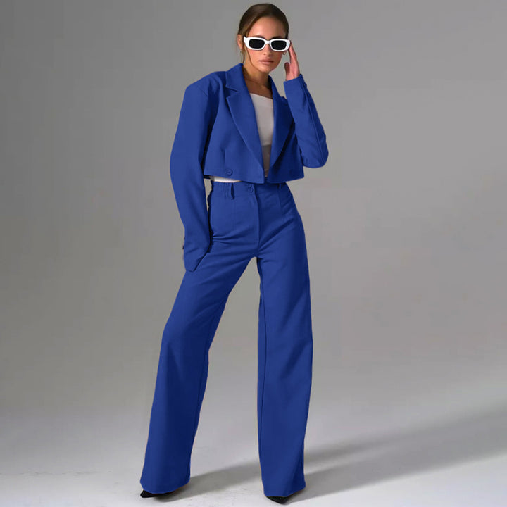 Dame Cropped Blazer i moderne stil med elegante vide bukser Stilla