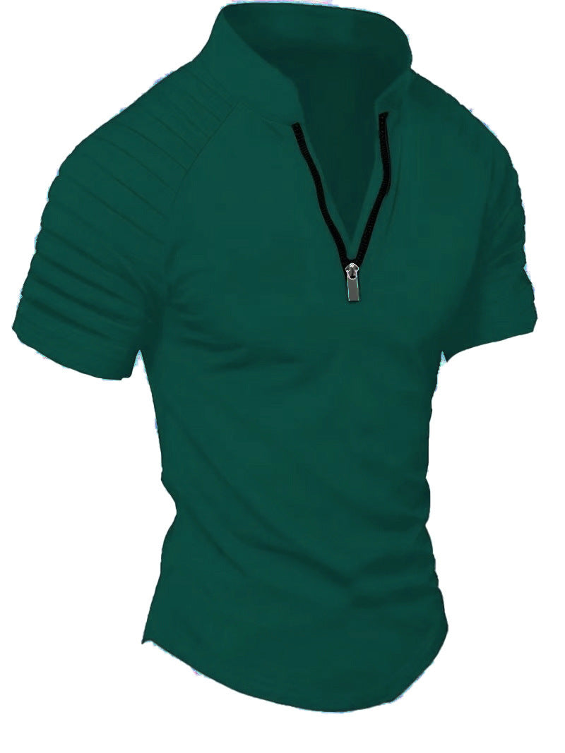 Herre Sporty Kortærmet T-Shirt med struktureret Lynlås Stilla