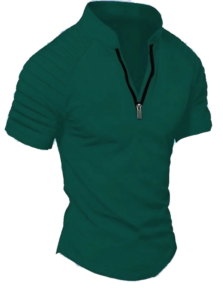 Herre Sporty Kortærmet T-Shirt med struktureret Lynlås Stilla