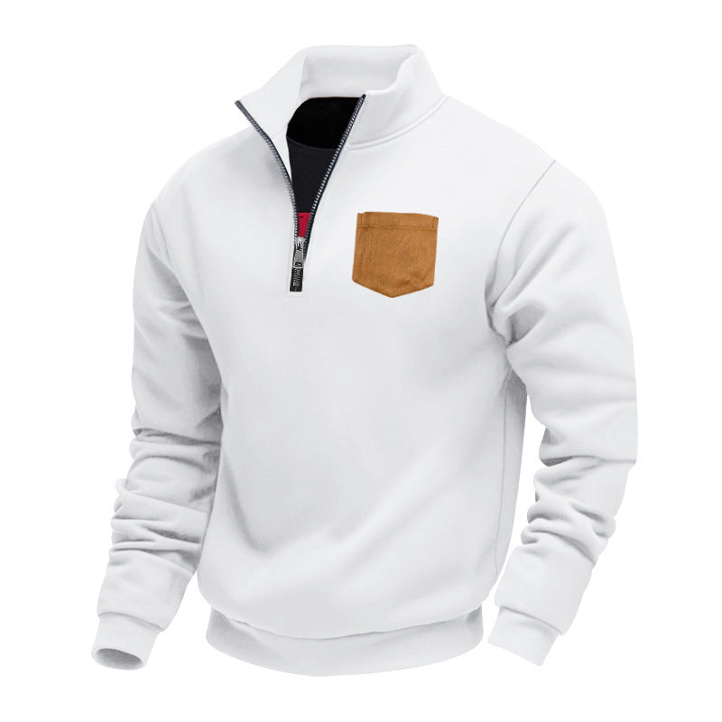 Herrer fleece-trøje med halvm zipper og praktisk brystlomme Stilla