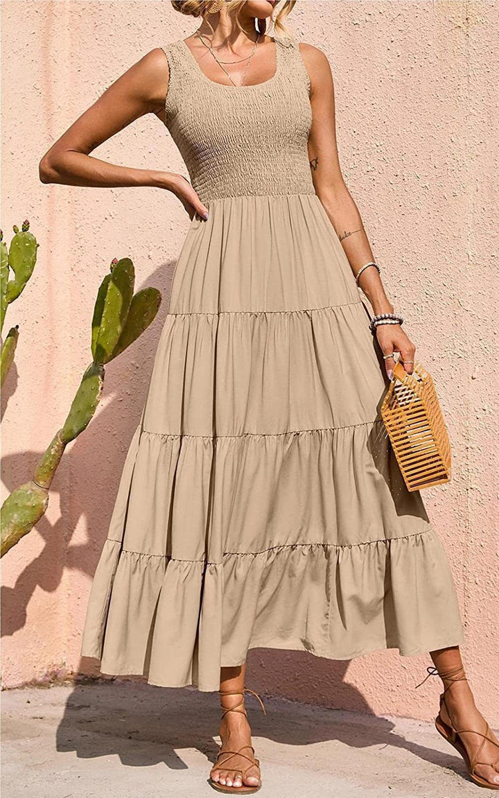 Dame Maxikjole med elegant flæser og flatterende snit Stilla