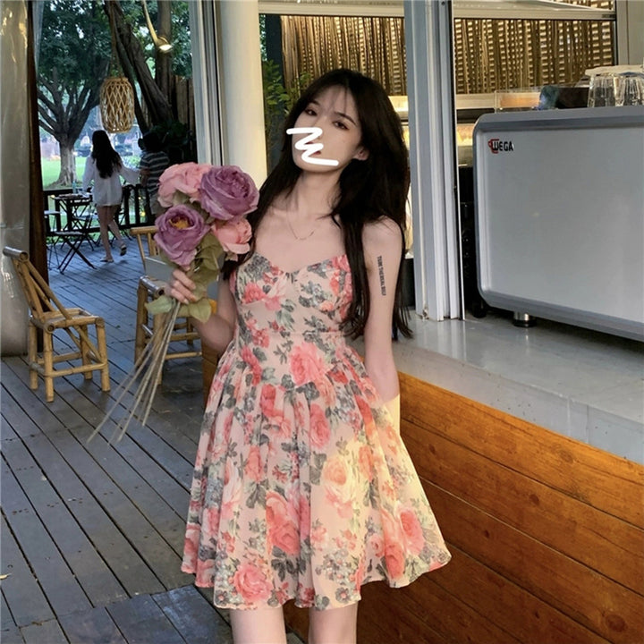 Dame blomsterdesign minikjole med elegant bustier-overdel Stilla