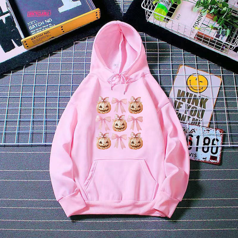 Kvinders Hoodie med Munter Græskar Design Skovae