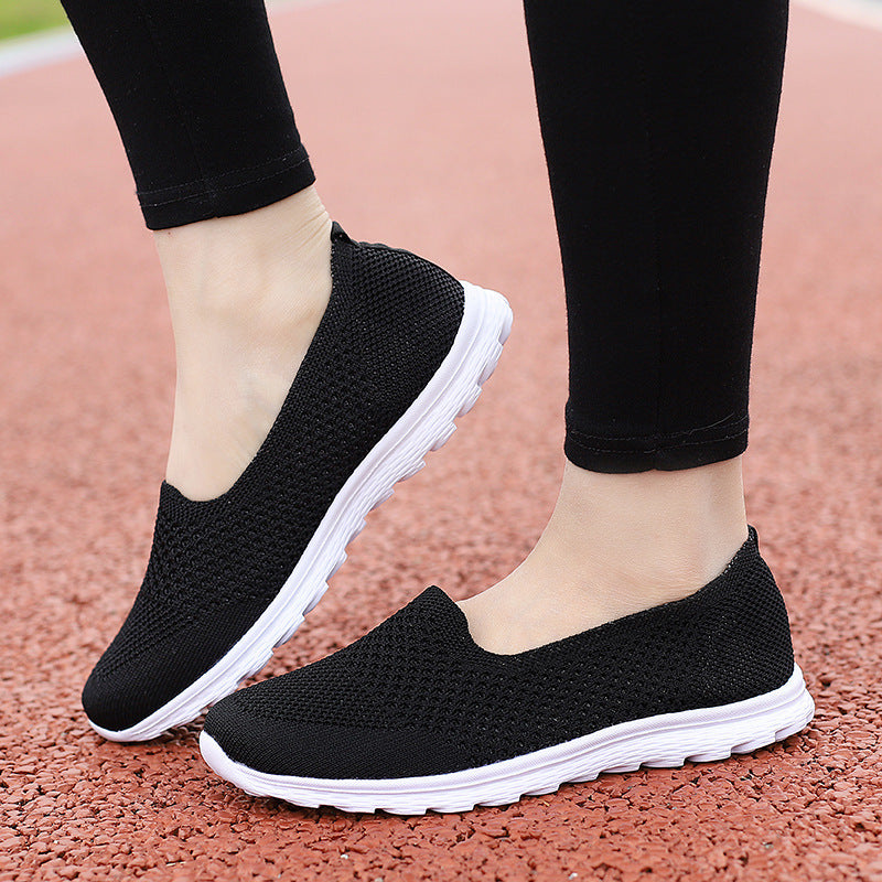 Dame nan nahtløse komfort slip-on sko med elastisk mesh øvre materiale og dæmpet sål Skovae