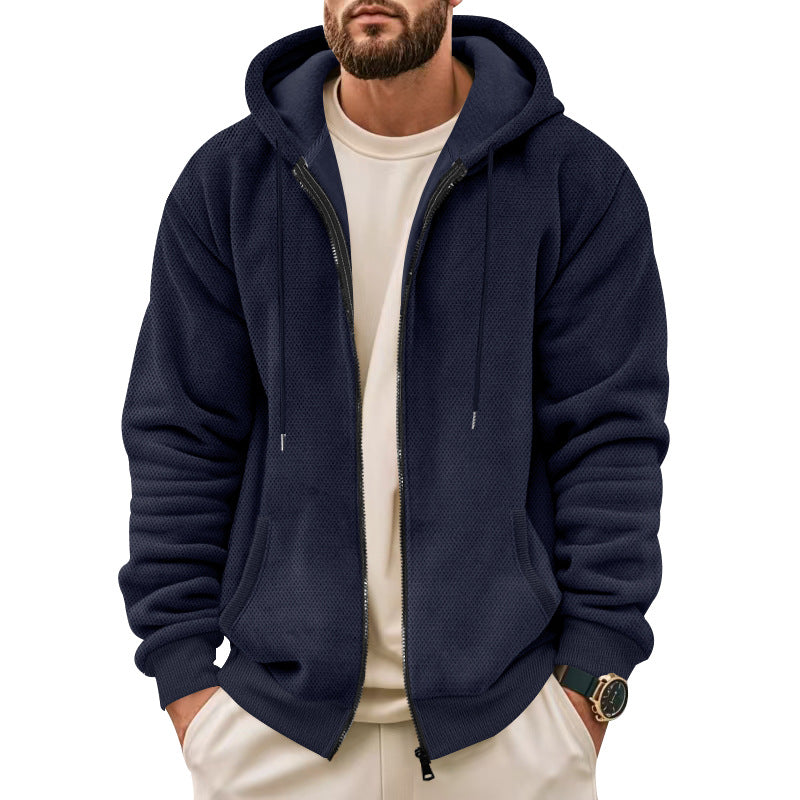 Herre komfortabel Fleece-hoodie med struktureret overflade og praktiske lommer Stilla