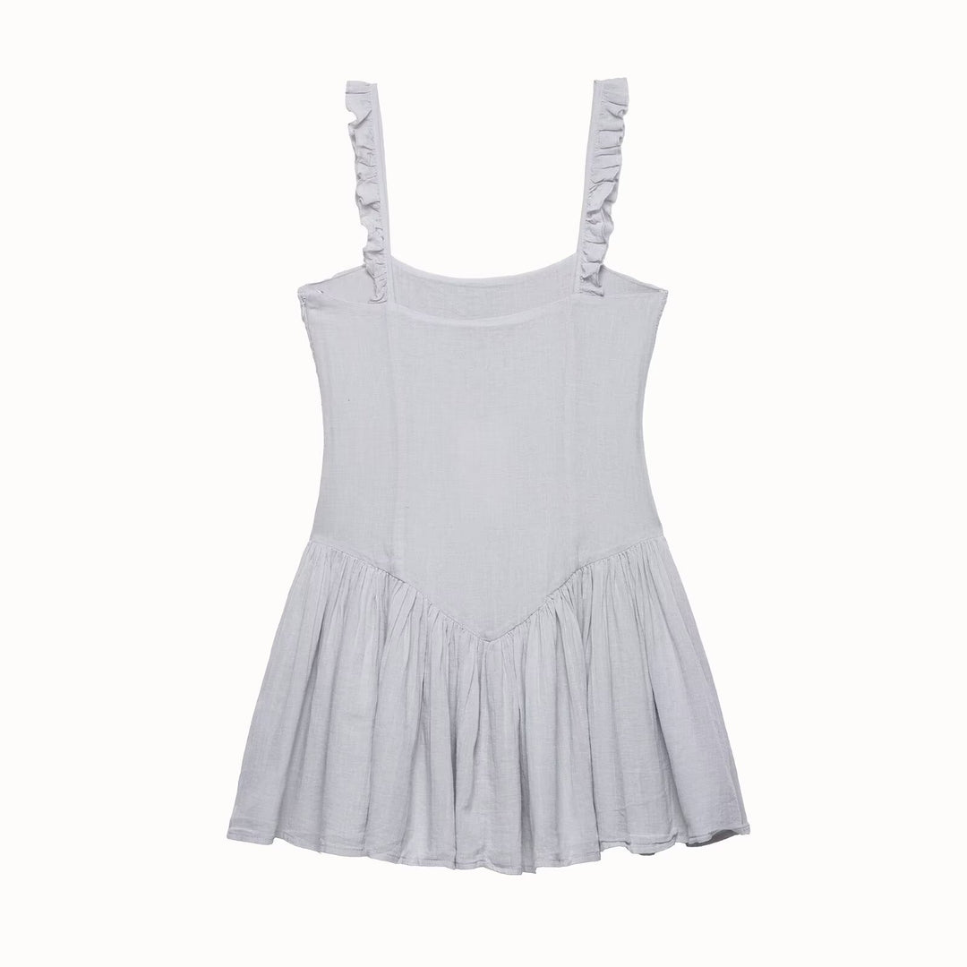 Damer let babydoll-kjole med ruffledetaljer og elastisk taljering Skovae