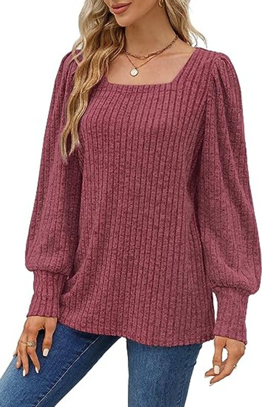 Dame sweater med ribbet design og ballonærmer Stilla