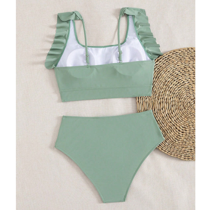 Dame Højtaljet Bikini med Ruffles detaljer Skovae