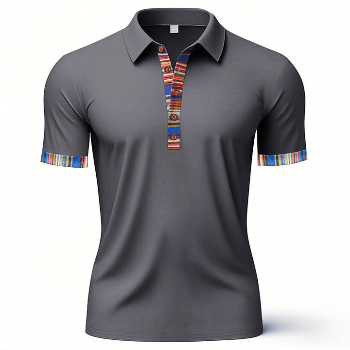 Herre Poloshirt med farverig krave og ærmeafslutninger Stilla