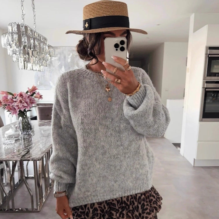 Dame luftig strikket sweater med voluminøse ærmer Stilla