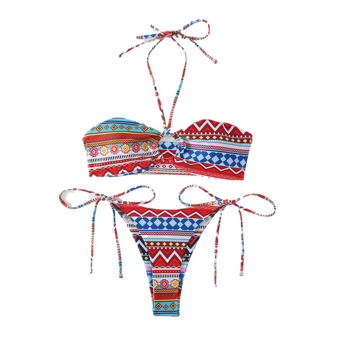 Dame Bandeau-Bikini-Sæt med justerbare bindebånd Stilla