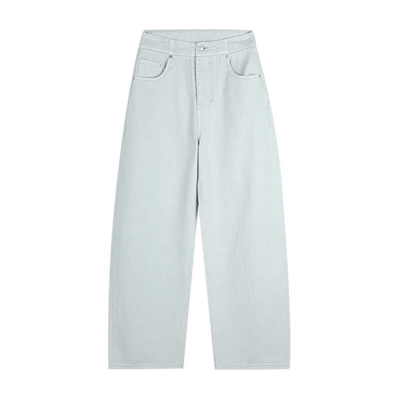 Dame brede high-waist jeans i en afslappet skæring med elegante folder Stilla