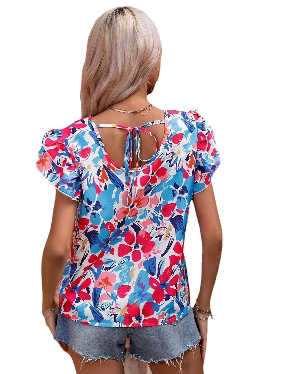 Dame Blomster Flæsebluse Stilla