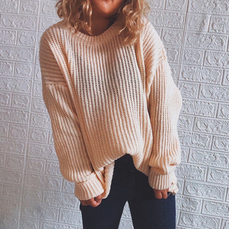 Kvinder chunky strikket sweater med oversize pasform og afslappede ærmer Stilla