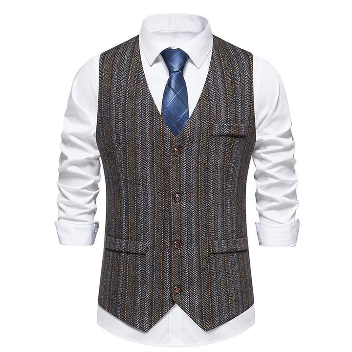 Herrer Elegant Fiskebensmønster Vest Stilla