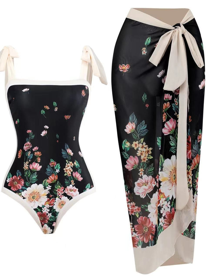 Dame en-delt badedragt med asymmetrisk snit og elegant palazzo-bukser Skovae