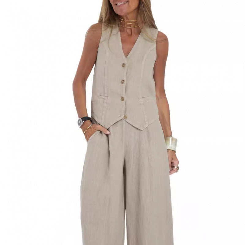 Dame elegant linned vest med knapdetaljering Stilla