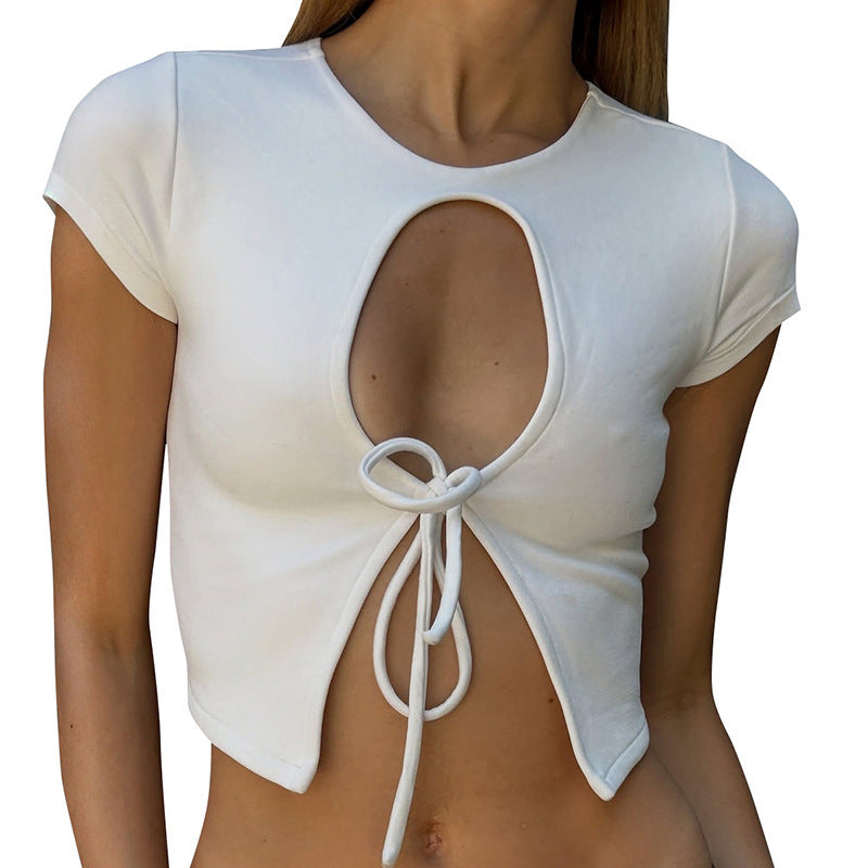 Dame Cropped Top med raffineret Cut-Out og knudedetalje Skovae
