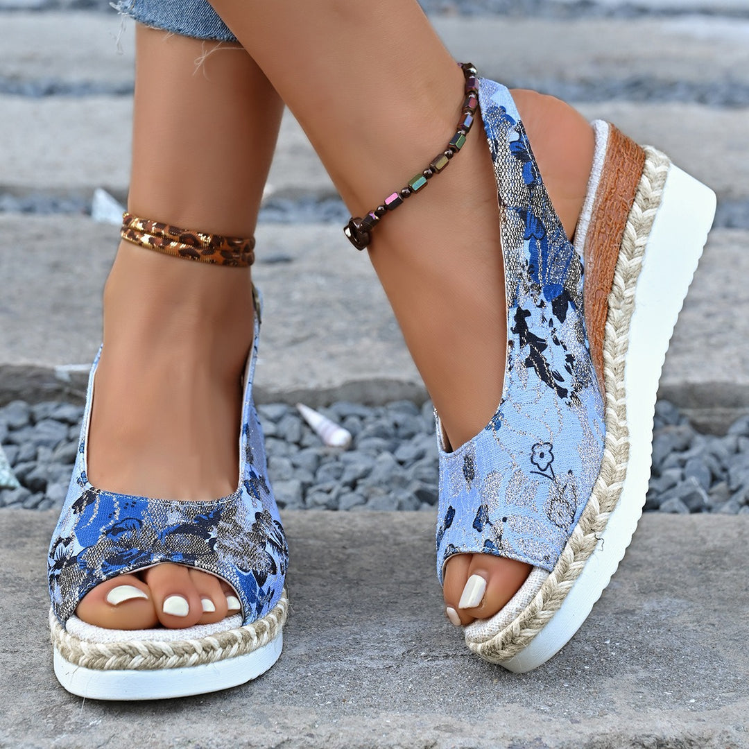 Dame Wedge-sandaler med floralt design og komfortabel fodsengsdesign Stilla