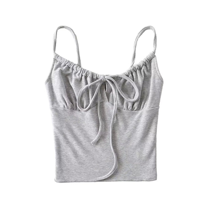 Dame Crop-top med charmerende knude-design og elastisk materiale Stilla