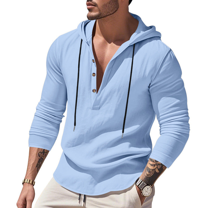 Herrer afslappet hoodie med knapdetalje og tætsiddende snit Stilla