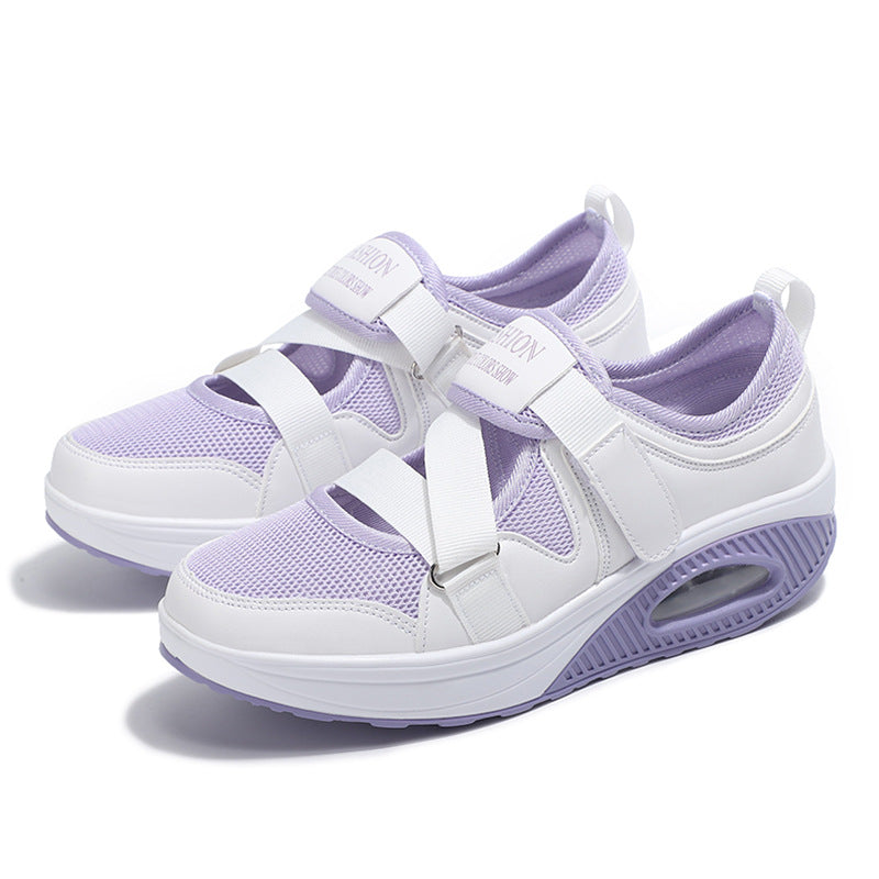 Dame nan stabiliserende komfort-sneaker med luftpolstret kile sål og velcro-rem lukning Skovae